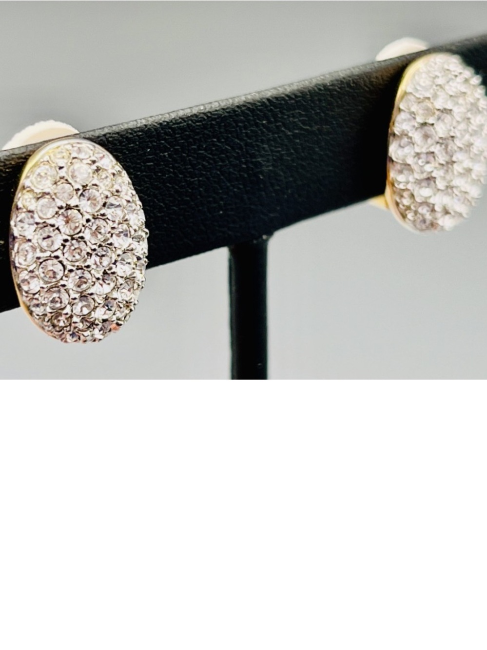 Swarovski Pave Oval Crystal Stud Earrings - Silver